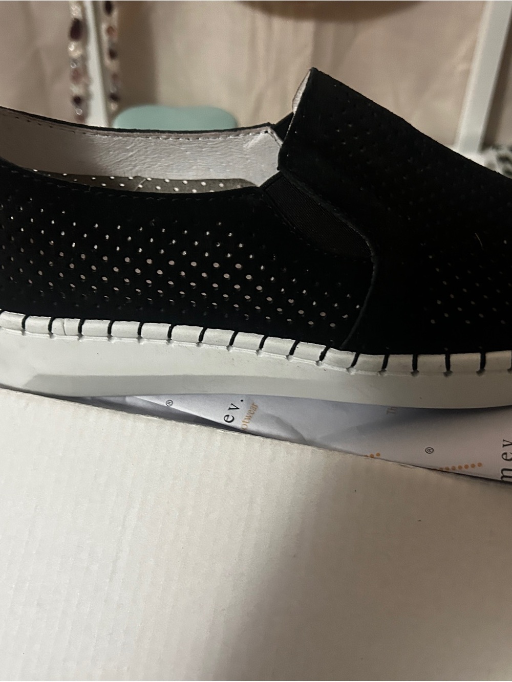 bernie mev. Black Perforated Slip-On Loafers